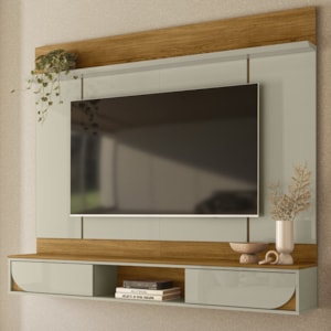 Painel Suspenso Para Tv 65 Pol Aura 2 Portas Deslizantes 182 cm Cumaru Opala Madetec