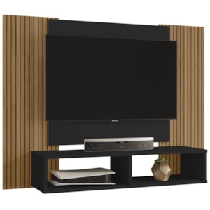Painel Suspenso Tv 48 Pol 120 cm Navi Preto Fosco Ripado BECHARA