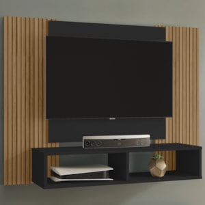 Painel Suspenso Tv 48 Pol 120 cm Navi Preto Fosco Ripado BECHARA