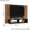 Painel Suspenso Tv 48 Pol 120 cm Navi Preto Fosco Ripado BECHARA