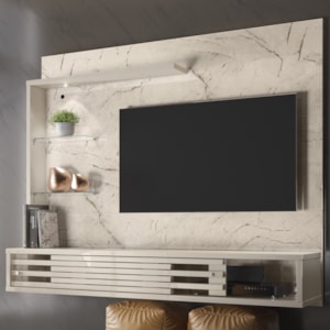 Painel Suspenso Tv 50 Pol 2P 160 cm Select Calacata Off White MADETEC