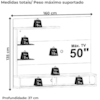 Painel Suspenso Tv 50 Pol 2P 160 cm Select Calacata Off White MADETEC