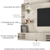 Painel Suspenso Tv 50 Pol 2P 160 cm Select Calacata Off White MADETEC