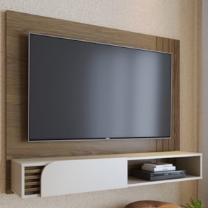 Painel Suspenso Tv 55 Pol 136 cm Jurere Amendoa Off White Matte Colibri