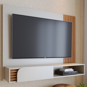 Painel Suspenso Tv 55 Pol 136 cm Jurere Off White Matte Freijo Colibri