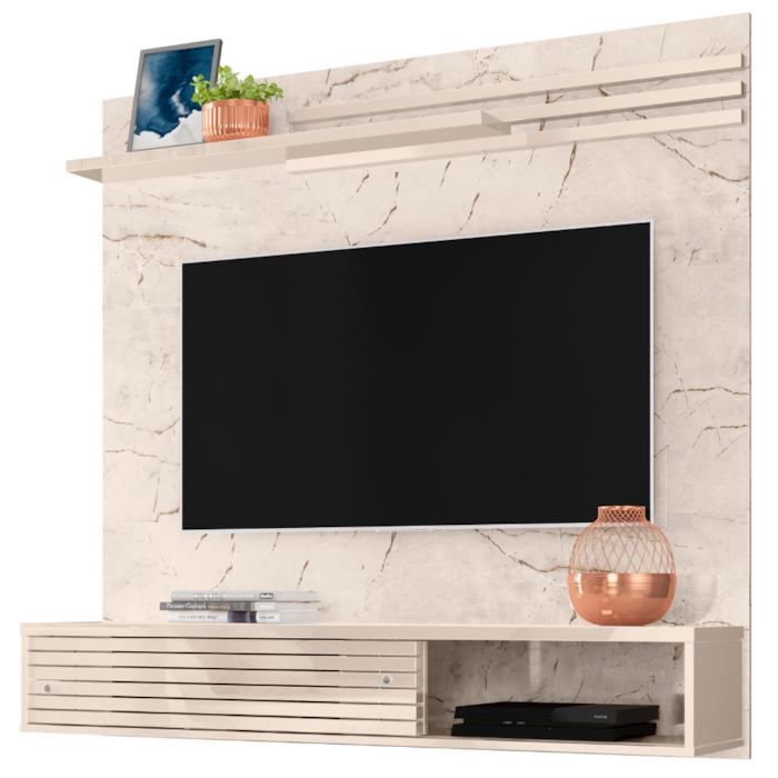 Painel Suspenso Tv 55 Pol 136 cm Sublime Calacata Off White MADETEC