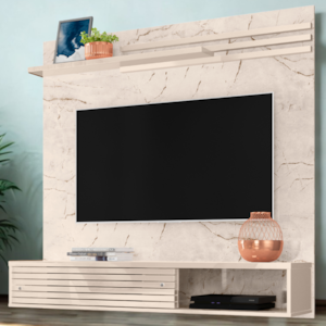 Painel Suspenso Tv 55 Pol 136 cm Sublime Calacata Off White MADETEC