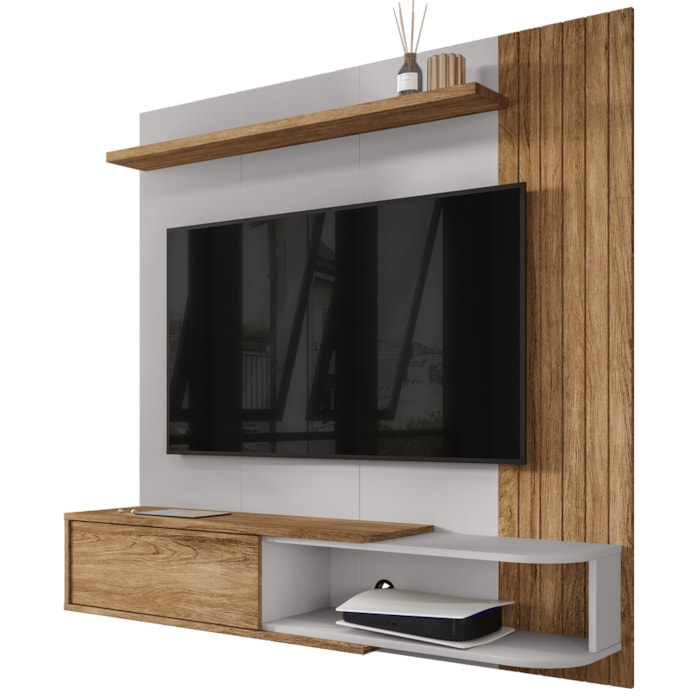 Painel Suspenso Tv 55 Pol 138 cm Paraty Cinamomo Off White BECHARA