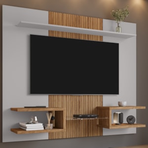 Painel Suspenso Tv 55 Pol 163 cm Atlas Off White Cinamomo BECHARA