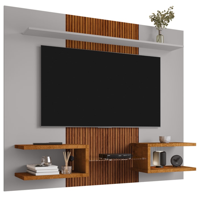 Painel Suspenso Tv 55 Pol 163 cm Atlas Off White Naturalle BECHARA