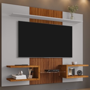 Painel Suspenso Tv 55 Pol 163 cm Atlas Off White Naturalle BECHARA