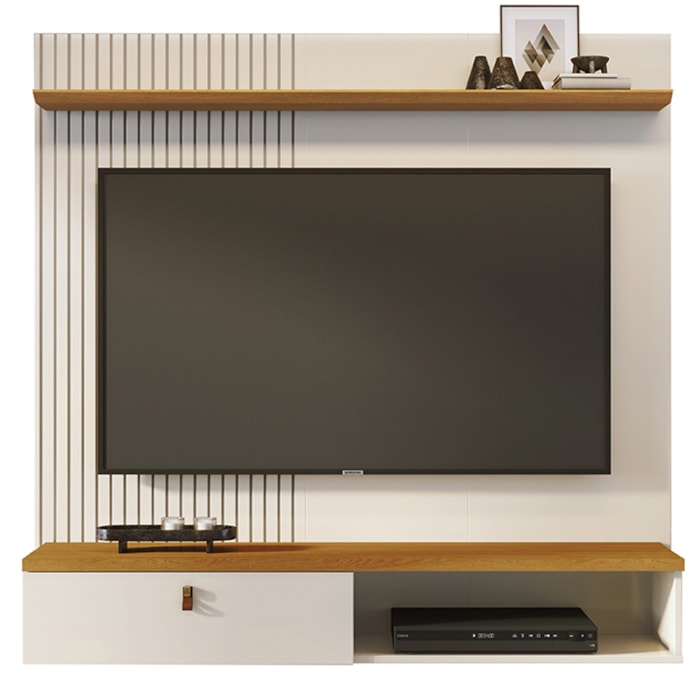 Painel Suspenso Tv 55 Pol 1P 141 cm Iris Cinamomo Off White MADETEC