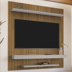 Painel Suspenso Tv 60 Pol 150 cm Leme Cinamomo Off White BECHARA