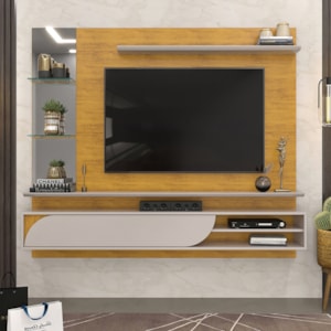 Painel Suspenso Tv 60 Pol 180 cm Ravi Cedro Bali Dj Moveis