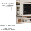 Painel Suspenso Tv 60 Pol 180 cm Ravi Off White Freijó DJ Moveis