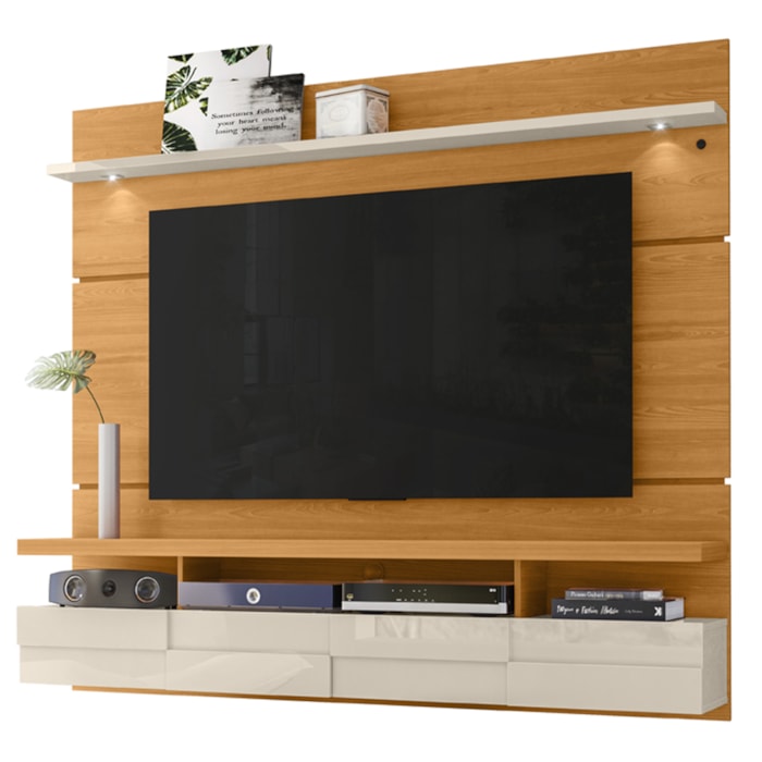 Painel Suspenso Tv 60 Pol 1P 182 cm Lana Cinamomo Off White MADETEC