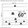 Painel Suspenso Tv 60 Pol 1P 182 cm Lana Cinamomo Off White MADETEC