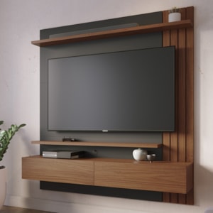 Painel Suspenso Tv 65 Pol 150 cm Juriti Noce Milano Preto Colibri