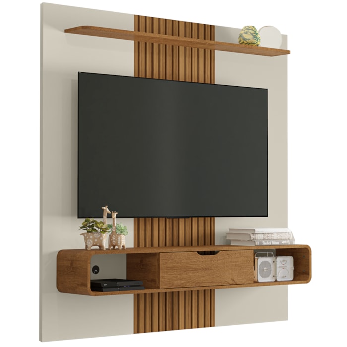Painel Suspenso Tv 65 Pol 159 cm Lisboa Off White Naturalle BECHARA