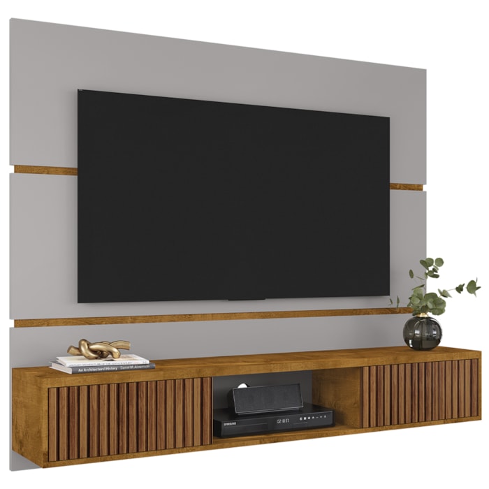 Painel Suspenso Tv 65 Pol 160 cm Ambar Off White Naturalle BECHARA