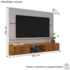 Painel Suspenso Tv 65 Pol 160 cm Ambar Off White Naturalle BECHARA