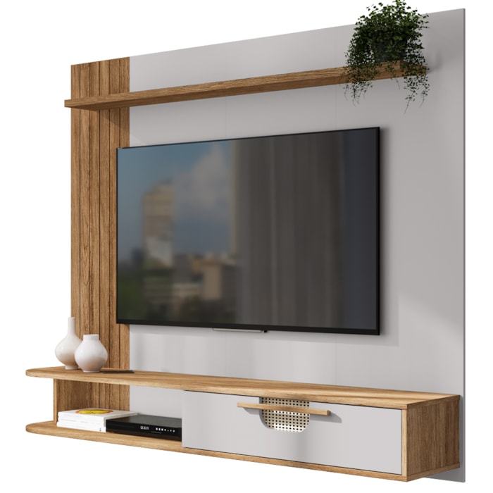 Painel Suspenso Tv 65 Pol 160 cm Jeri Cinamomo Off White BECHARA