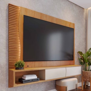 Painel Suspenso Tv 65 Pol 179 cm Egeu Freijo Off White Matte Colibri