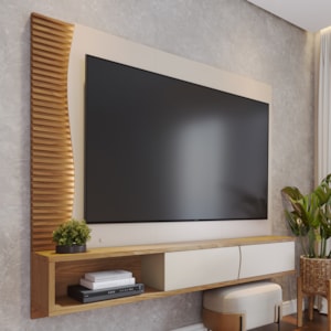 Painel Suspenso Tv 65 Pol 179 cm Egeu Off White Matte Freijo Colibri