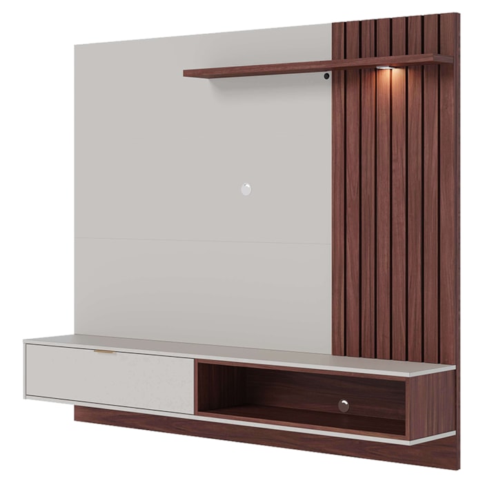 Painel Suspenso Tv 65 Pol 180 cm Tocantins Off White Nogueira Real Colibri