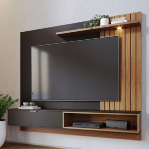 Painel Suspenso Tv 65 Pol 180 cm Tocantins Preto Noce Milano Colibri