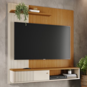 Painel Suspenso Tv 65 Pol 1P 161 cm Aurora Cinamomo Off White MADETEC