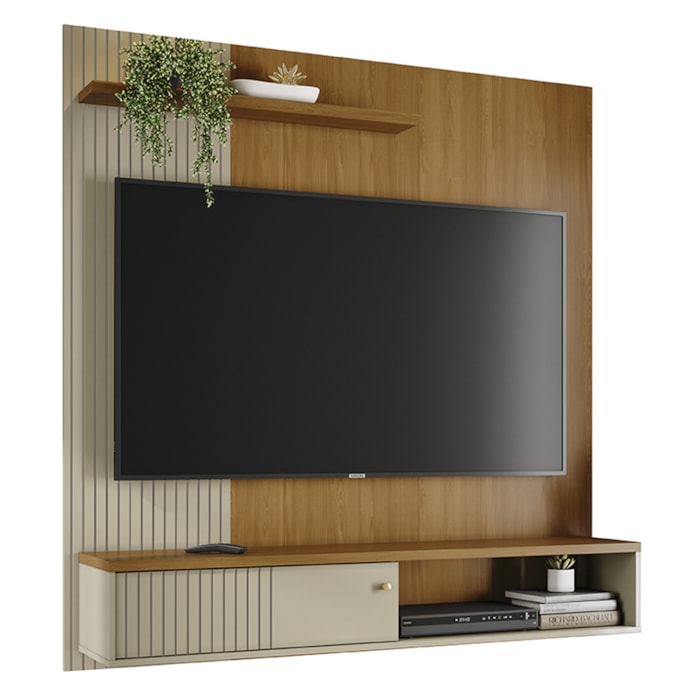 Painel Suspenso Tv 65 Pol 1P 161 cm Aurora Cumaru Opala MADETEC