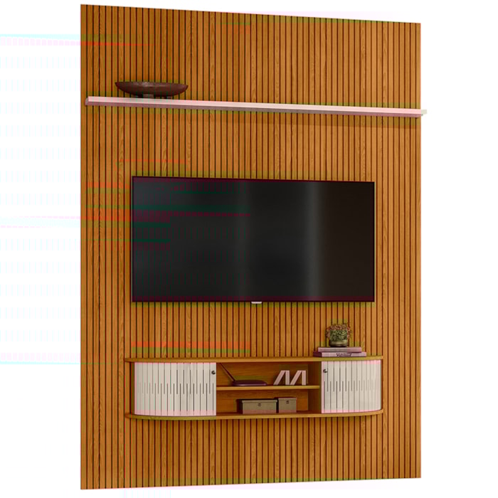 Painel Suspenso Tv 65 Pol 244x179 cm Monte Carlo Cinamomo Off White MADETEC