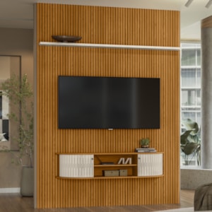 Painel Suspenso Tv 65 Pol 244x179 cm Monte Carlo Cinamomo Off White MADETEC