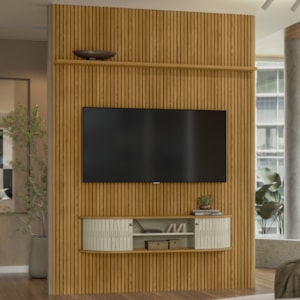 Painel Suspenso Tv 65 Pol 244x179 cm Monte Carlo Cumaru Opala MADETEC