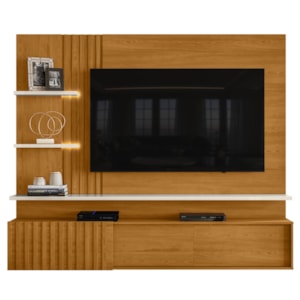 Painel Suspenso Tv 65 Pol 3P 200 cm Atena Cinamomo Off White MADETEC Painel Suspenso Tv 65 Pol 3P 200 cm Atena Cinamomo Off White MADETEC