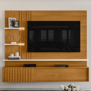 Painel Suspenso Tv 65 Pol 3P 200 cm Atena Cinamomo Off White MADETEC