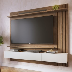 Painel Suspenso Tv 70 Pol 180 cm Juriti Amendoa Off White Matte Colibri