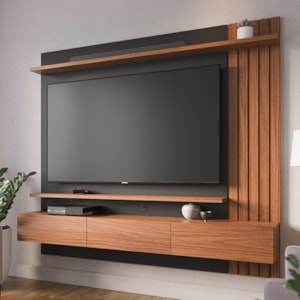 Painel Suspenso Tv 70 Pol 180 cm Juriti Noce Milano Preto Colibri