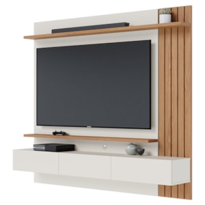 Painel Suspenso Tv 70 Pol 180 cm Juriti Off White Matte Freijo Colibri