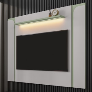 Painel Suspenso Tv 75 Pol 180 cm Maresias Off White Pistache BECHARA