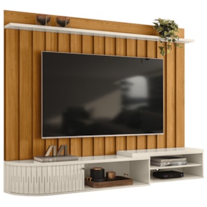 Painel Suspenso Tv 75 Pol 206 cm Imola Cinamomo Off White MADETEC Painel Suspenso Tv 75 Pol 206 cm Imola Cinamomo Off White MADETEC