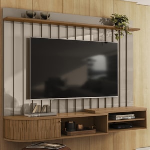 Painel Suspenso Tv 75 Pol 206 cm Imola Fend Naturale MADETEC