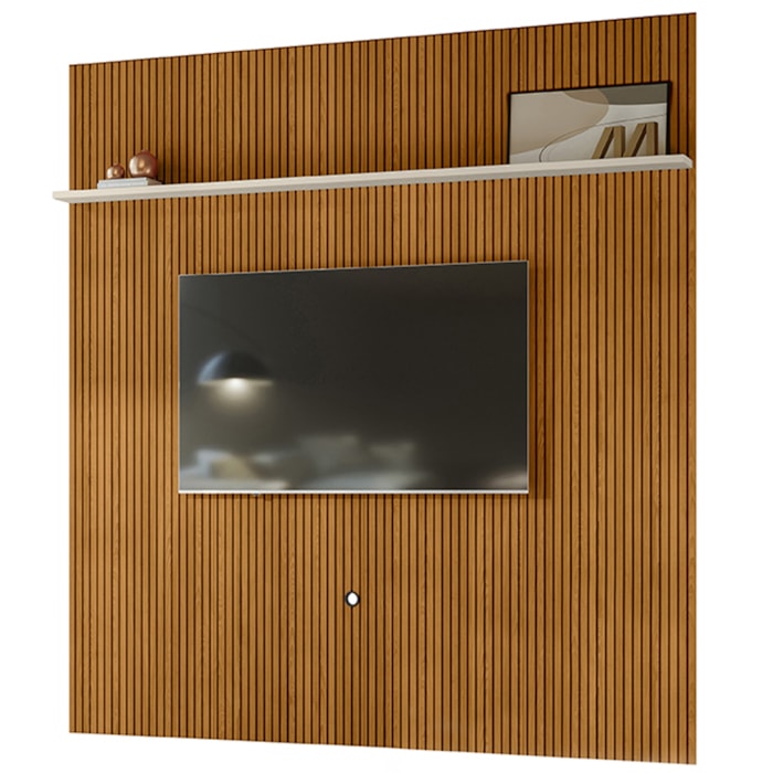 Painel Suspenso Tv 75 Pol 245x238 cm Guapore Cinamomo Off White MADETEC
