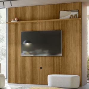 Painel Suspenso Tv 75 Pol 245x238 cm Guapore Cumaru MADETEC