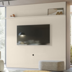 Painel Suspenso Tv 75 Pol 245x238 cm Guapore Off White MADETEC