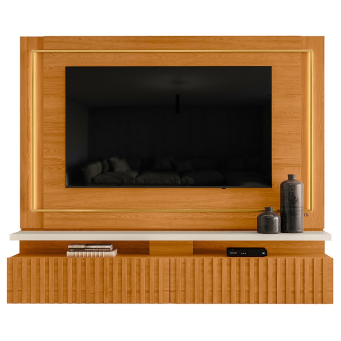 Painel Suspenso Tv 75 Pol 2G 216 cm Gaia Cinamomo Off White Madetec