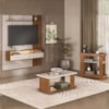 Painel TV 72 Pol 160 cm Carrinho Bar E Mesa De Centro Cinamomo Off White ARLY