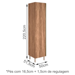 Paneleiro 1 Porta 50cm Em MDF Kali Premium 12229x1 Carvalho Rustico Nicioli