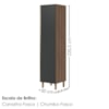 Paneleiro 1 Porta MDF 50X221 cm Kali 122291 Carvalho TOQ Chumbo Nicioli